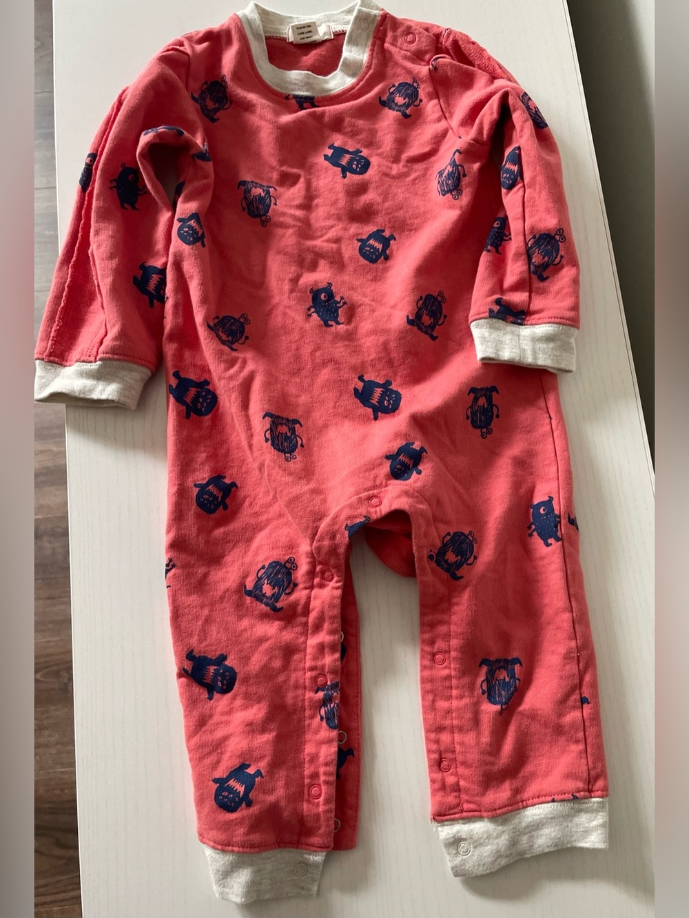 Peek Coral Monster Print Baby One-Piece